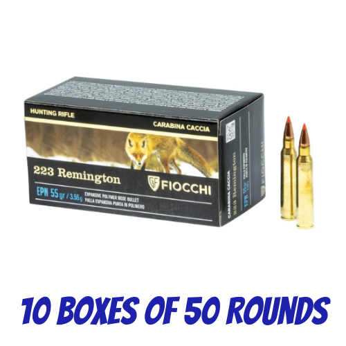 Fiocchi 223 Remington 55gr VMAX 55gr Polymer Tip - 500 Rounds - 70563500