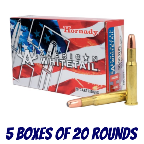 Hornady 30-30 Win 150gr RN InterLock American Whitetail - 5 Boxes Of 20 Pack - 80801-100PK