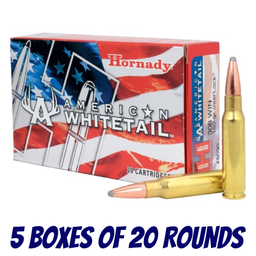 Hornady 308 Win 150gr SP American Whitetail - 5 Boxes Of 20 Rounds - 8090-100PK