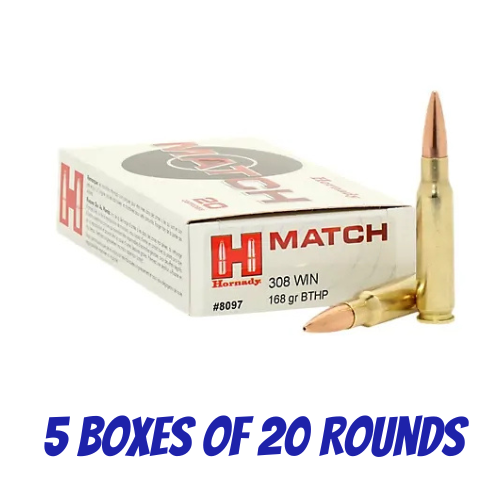 Hornady 308 Win 168gr BTHP Match - 5 Boxes Of 20 Rounds - 8097-100PK