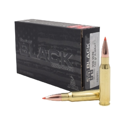 Hornady 308 Win 168 grain A-Max Hornady Black Ammo 20 rd - 80971