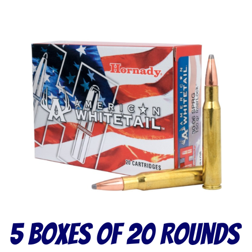 Hornady 30-06 Springfield 150gr InterLock SP American Whitetail - 5 Boxes of 20 Rounds - 8108-100PK