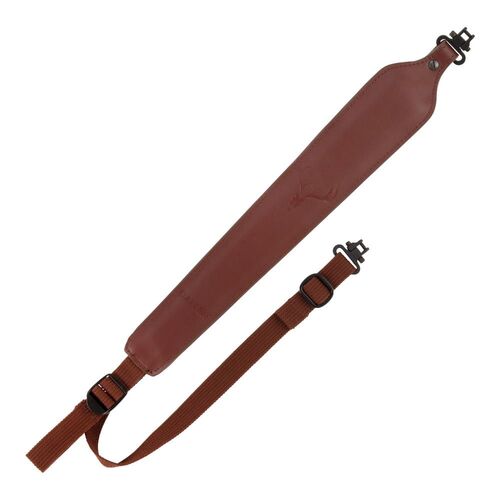 Allen Company Deer Head Padded Leather Rifle Sling with Swivels, Brown - 8145