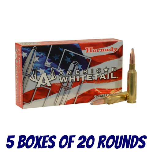Hornady 6.5 Creedmoor 129gr InterLock American Whitetail - 5 Boxes Of 20 Rounds - 81489-100PK