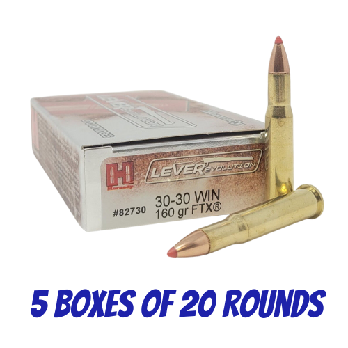 Hornady 30-30 Win 160gr FTX LEVERevolution - 5 Boxes Of 20 Rounds - 82730-100PK