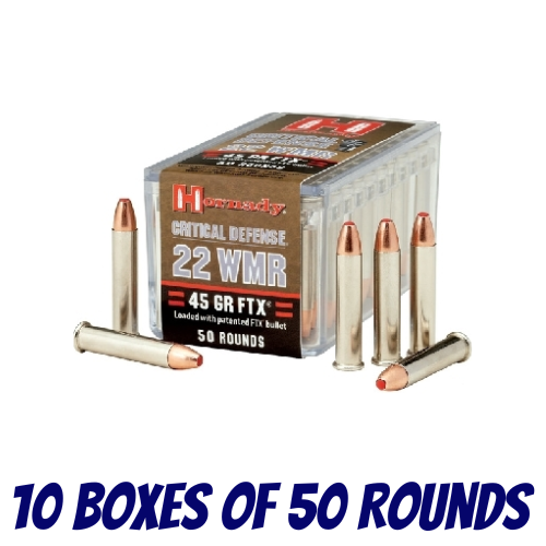 Hornady 22 WMR 45gr FTX Critical Defence Ammo - 500 Pack - 83200