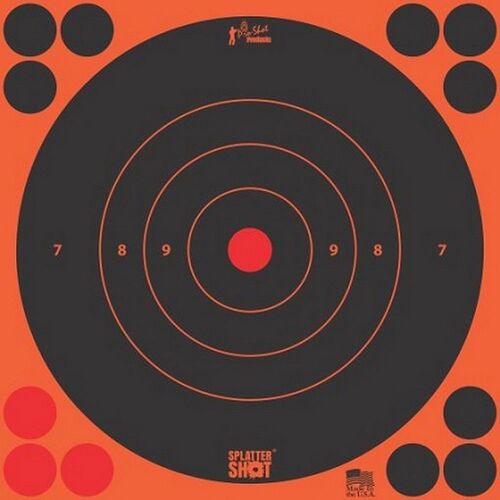 Pro-Shot Splatter Shot 8" Orange Peel & Stick Bullseye Target 30 pack - 8B-ORNG-30PK