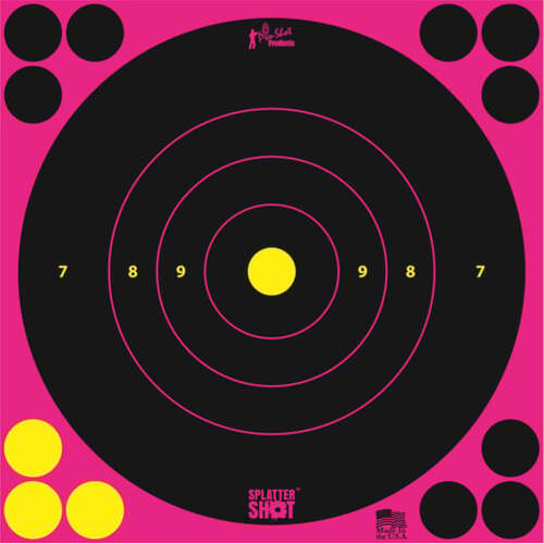 Pro-Shot Splatter Shot 8" Pink Peel & Stick Bullseye Target 6 pack - 8B-PINK-6PK