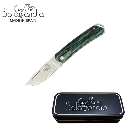 Salamandra PMMA Green Handle Pocket Knife 140mm - A154233