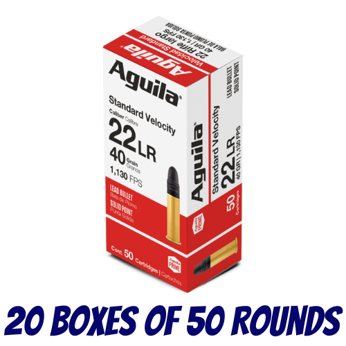 AGUILA Rimfire 22LR Standard Velocity Lead Solid Point 40GR Ammo - Case (1000PK) - 1B220332-CASE