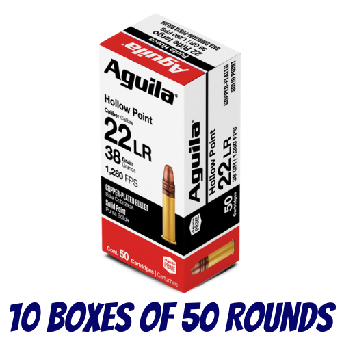 AGUILA Rimfire 22LR Copper-Plated Hollow Point 38GR Ammo - Brick (500PK) - A1B220335-BRICK