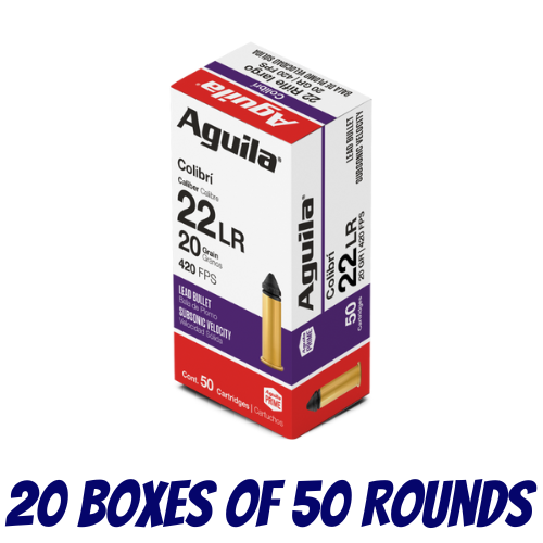 AGUILA Rimfire 22LR ColibrÍ Lead Bullet Subsonic Velocity 20GR - Case (1000PK) - 1B220337-CASE