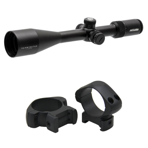 Accura Varminator 5-30x56 Riflescope (A60 Illuminated Reticle) And Accura 30mm Med Steel Rings Weaver / Picatinny