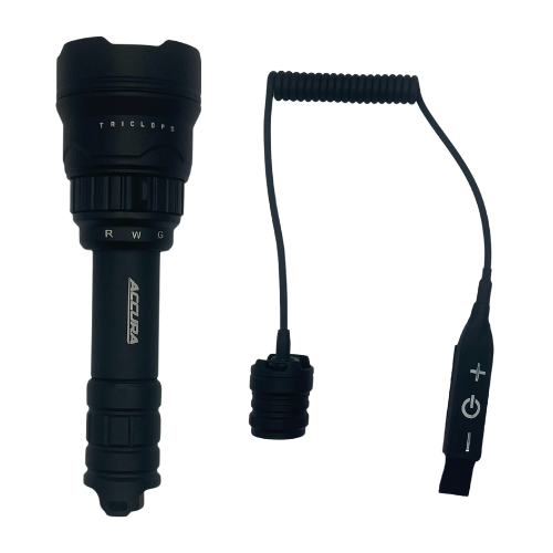 Accura Triclops LED Torch White-Green-Red Colours And Accura Remote Chord Suit Triclops - ACDSTC800