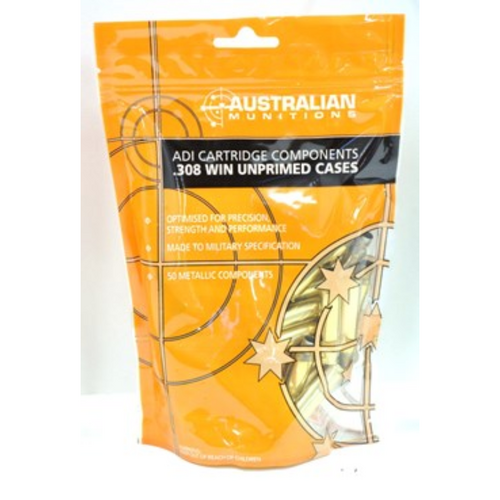 ADI .308 Winchester Unprimed Brass Cases 50 pack - ADI308