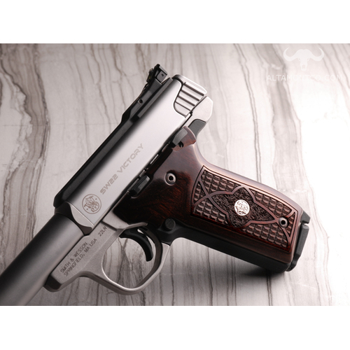 Altamont S&W 22V Rosewood Crocback Stipple w/Silver S&W Medallion Grips