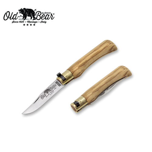 Old Bear Classical Carbon Olive Wood Pocket Knife - Small - ANT-9306-17-LU