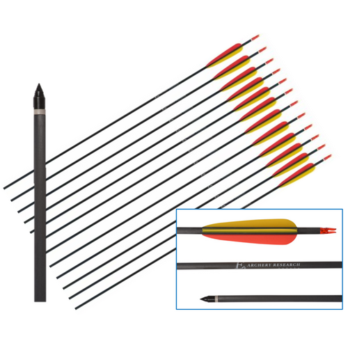 Complete Arrow - Carbon with Removable Tips 30" Spine 340 12 Pack