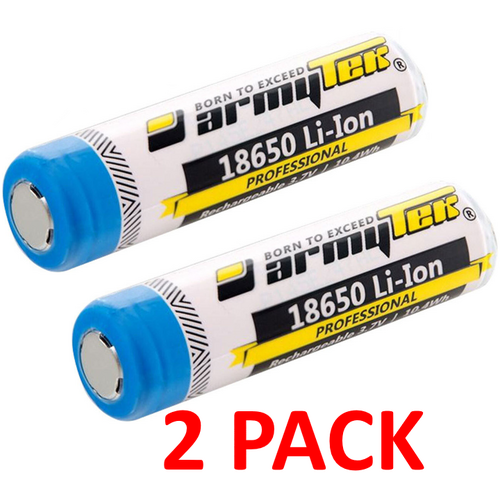 Armytek Rechargeable 18650 Li-Ion 2800mAh Battery - Made in Japan- 2 Pack
