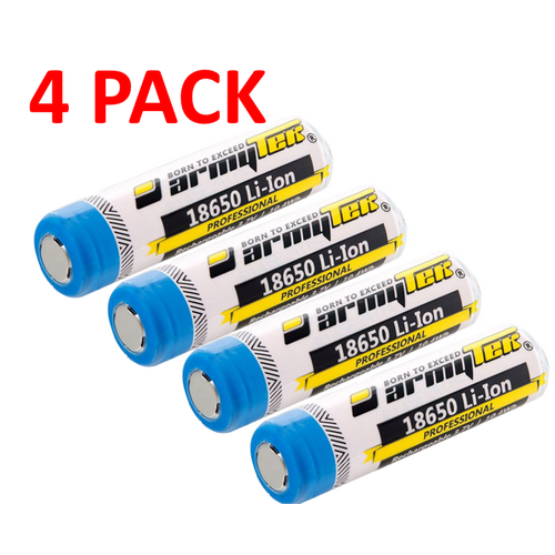 Armytek Rechargeable 18650 Li-Ion 2800mAh Battery - Made in Japan- 4 Pack