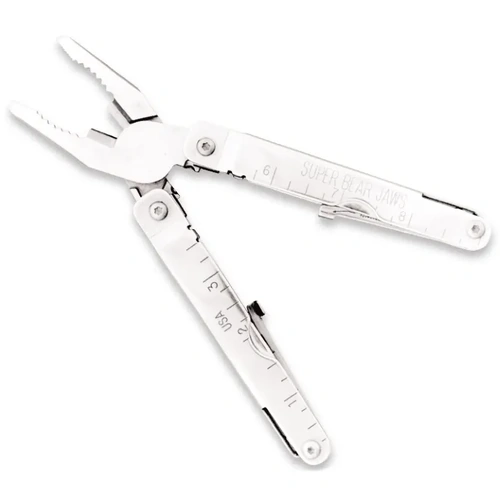Bear & Son 4 1/2" Super Bear Jaws Lock Components Multi-Tool Stainless Steel Knife with Sheath - BAS-156L