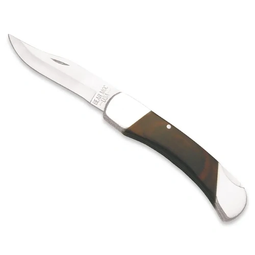 Bear & Son 5" Pro Lockback Stainless Steel Knife with Leather Sheath - BAS-297R