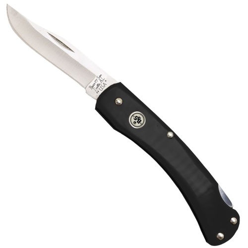 Bear 3 3/4" Black Delrin Midsize Lock Back Stainless Steel Knife  - BAS-305