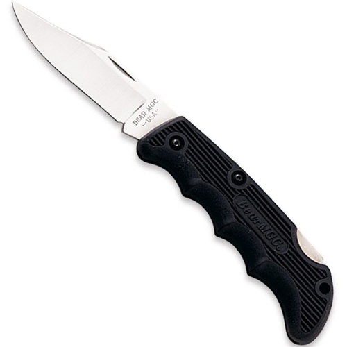 Bear & Son 4" Cushioned Grip Lockback Stainless Steel Knife with Sheath - BAS-445