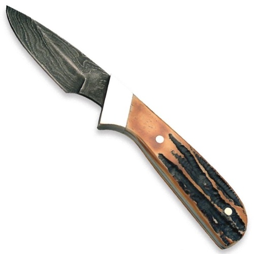 Bear & Son 6 5/8" Genuine India Stag Bone Invincible Fixed Skinner with Leather Sheath - BAS-582D