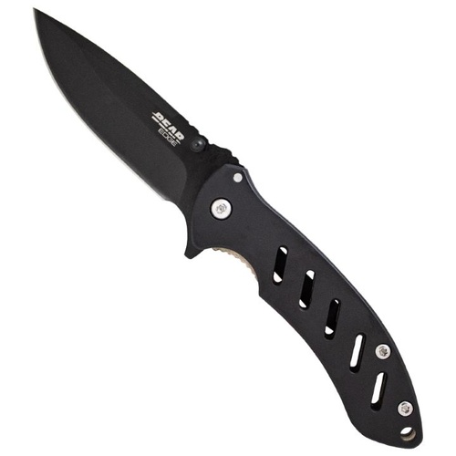 Bear Edge Brisk 1.0 4 1/6" Black Blade Frame Lock Black Folder Knife  - BAS-61511
