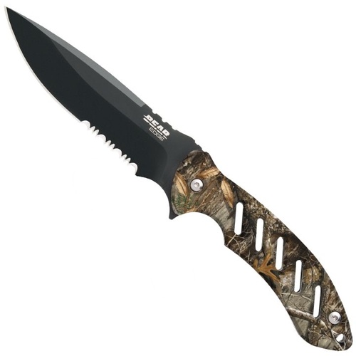 Bear Edge Brisk 9 3/4" Black Blade Real Tree Knife - BAS-61515