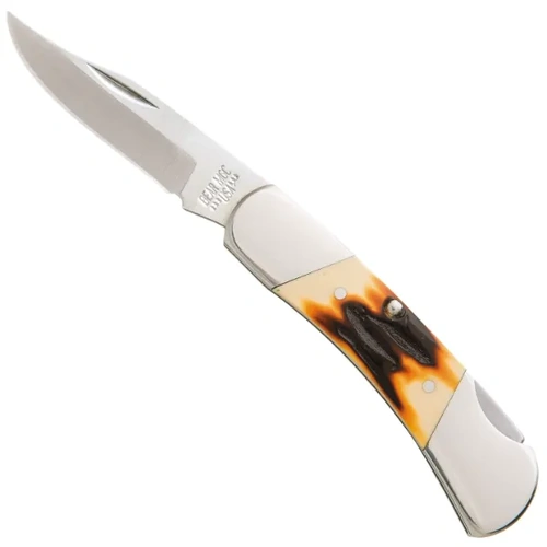Bear & Son 3" Stag Delrin Clip Point Stainless Steel Lockback Knife - BAS-SD26