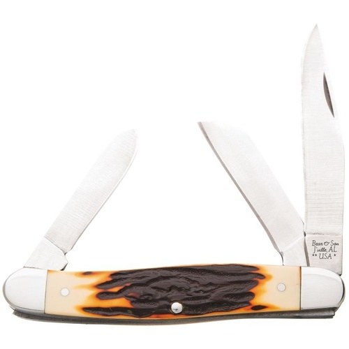 Bear & Son 3 7/8" Stag Delrin Large Stainless Steel Stockman Folding Knife - BAS-SD47