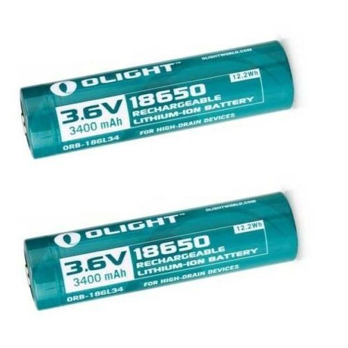 Olight 3400mAh 18650 protected Li-ion rechargeable battery - ORB-186L34 - 2 PACK