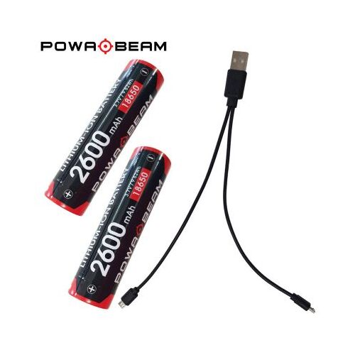 Powa Beam Dual USB 18650 Battery & Charger Kit - 2600mAh - BAT-RCC-26K
