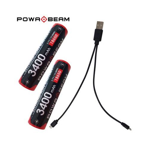 Powa Beam Dual USB 18650 Battery & Charger Kit - 3400mAh - BAT-RCC-34K
