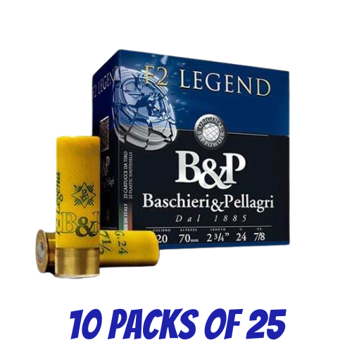 B&P F2 Legend 20 Gauge 24 gram 2 3/4" #8 - 250 Pack - BPLE20G8-SLAB