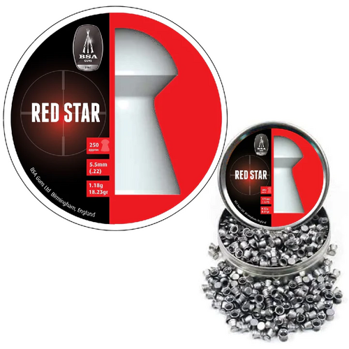 BSA Air Rifle Pellets Red Star .177 Cal Tin of 450 - 750I