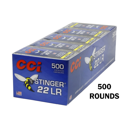 CCI Stinger 1640FPS 22LR 32Gr Copper Plated Hollow Point 500 Pack - C50-500