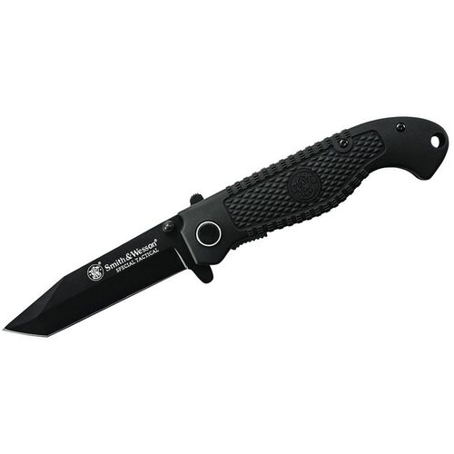 Smith & Wesson Special Tactical 3.5" Plain Black Tanto Folding Blade, ABS Handles - CKTACB