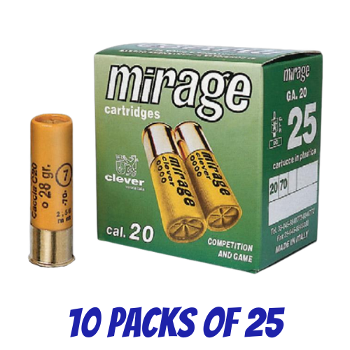 Clever Ammo Mirage Competition Load 20ga 28gr 7 Shot Size - 250 Pack - CMC20T3287-250PK