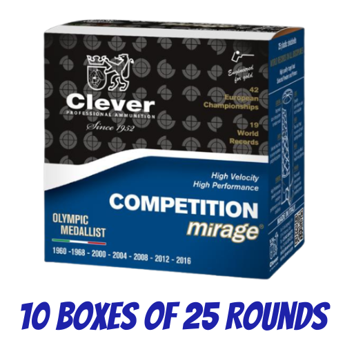 Clever Mirage Competition 12ga 28gm 1250FPS - 8 - 10 Boxes of 25 Rounds - CMCT212508