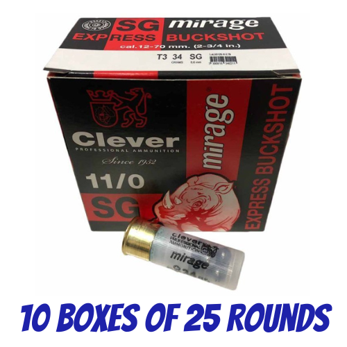 Clever Mirage T3 Buckshot 34g 9 Pellet 11/0 (SG) - 10 Boxes of 25 Rounds - CMT3BUCKSHOT