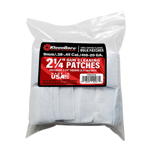 KleenBore 2 ¼" Cleaning Patches 250 pack to suit 38-45 Cal/410-20 Gauge - CP13B