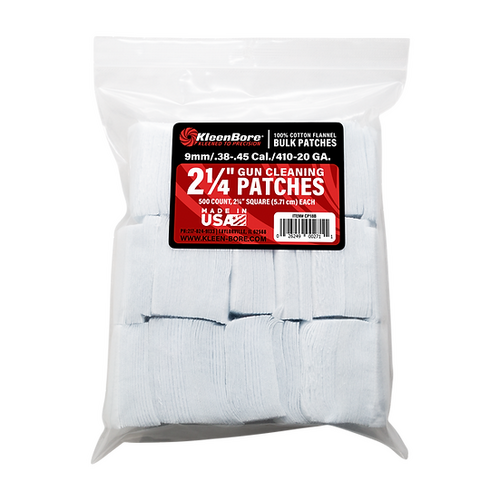 KleenBore 2 ¼" Square Cotton Patches .38-.45 caliber 500 pack - CP18B