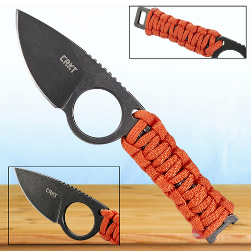 CRKT Tailbone Fixed Blade Knife with Orange Wrapped Handle  - CRKT2415
