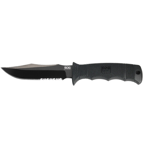 SOG Seal Pup Elite Hard Nylon Sheath Partially Serrated Fixed Blade Knife - E37T-K