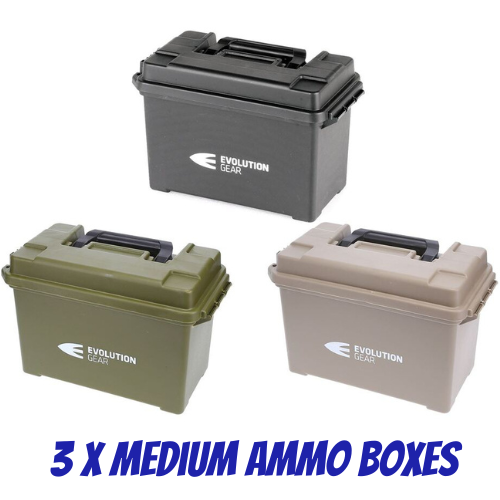 Evolution Gear Medium Ammo Case - 3 Pack - Multi-Colour - EG_AC_MED