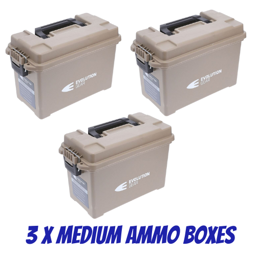 Evolution Gear Medium Ammo Case in Desert Tan - 3 Pack - EG_AC_MED_TAN