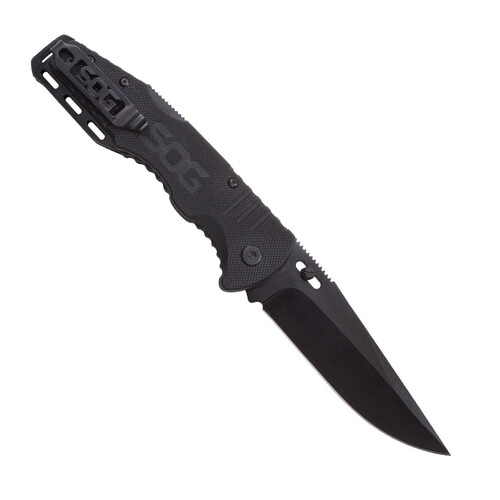 SOG Salute Folding Knife with Clip Point Blade in Black - FF11-CP